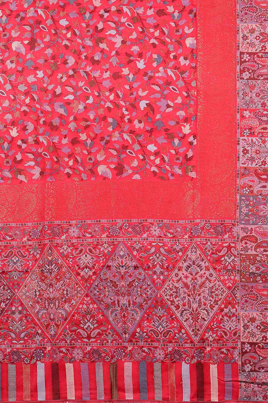 Red Kaani Jaal Fine Wool Shawl