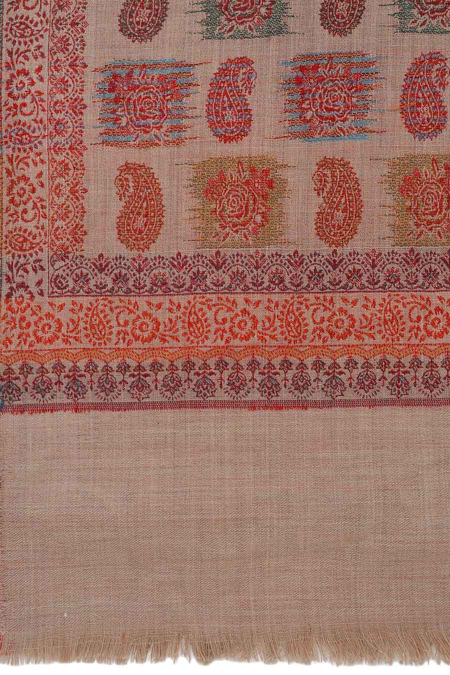 Beige Jaal Fine Wool Kashmiri Shawl