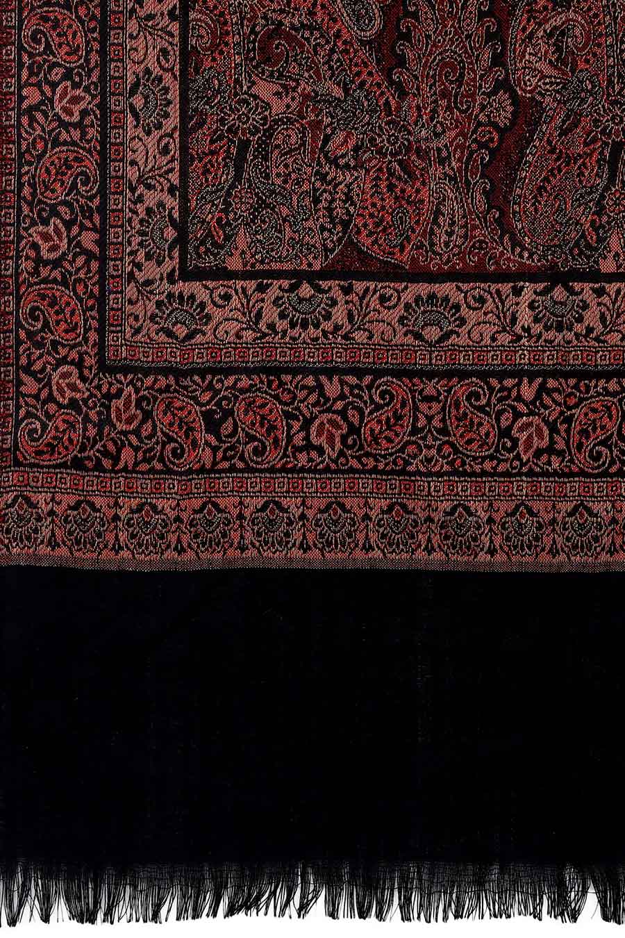 Black Paisley Jaal Fine Wool Kashmiri Shawl