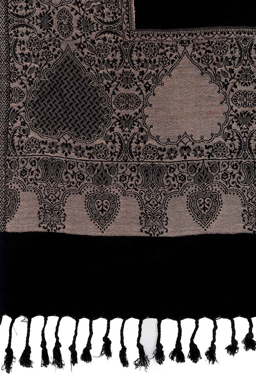 Black Kashimri Paisley Woven Stole