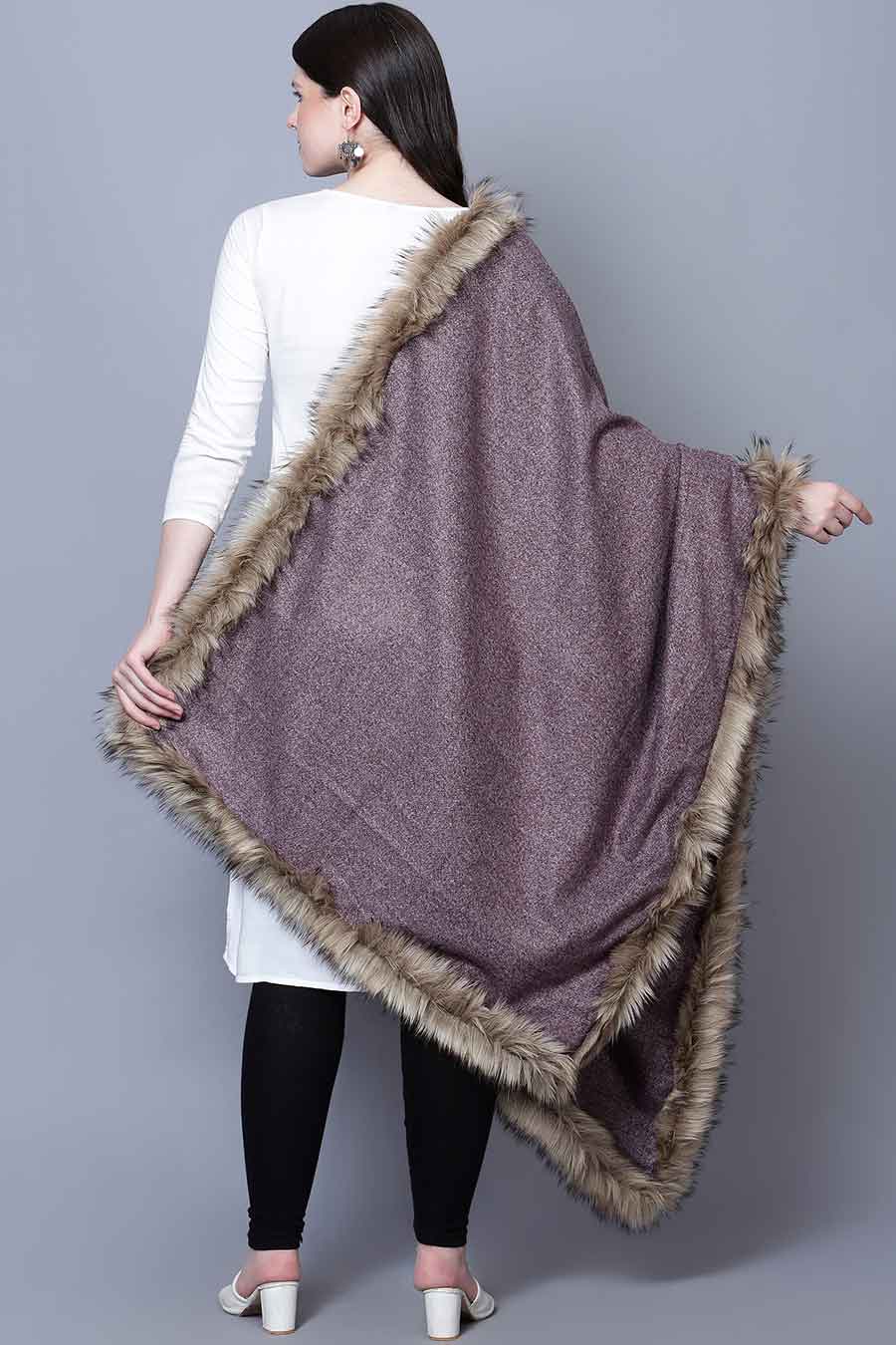 Purple Fur Design Fine Wool Stole