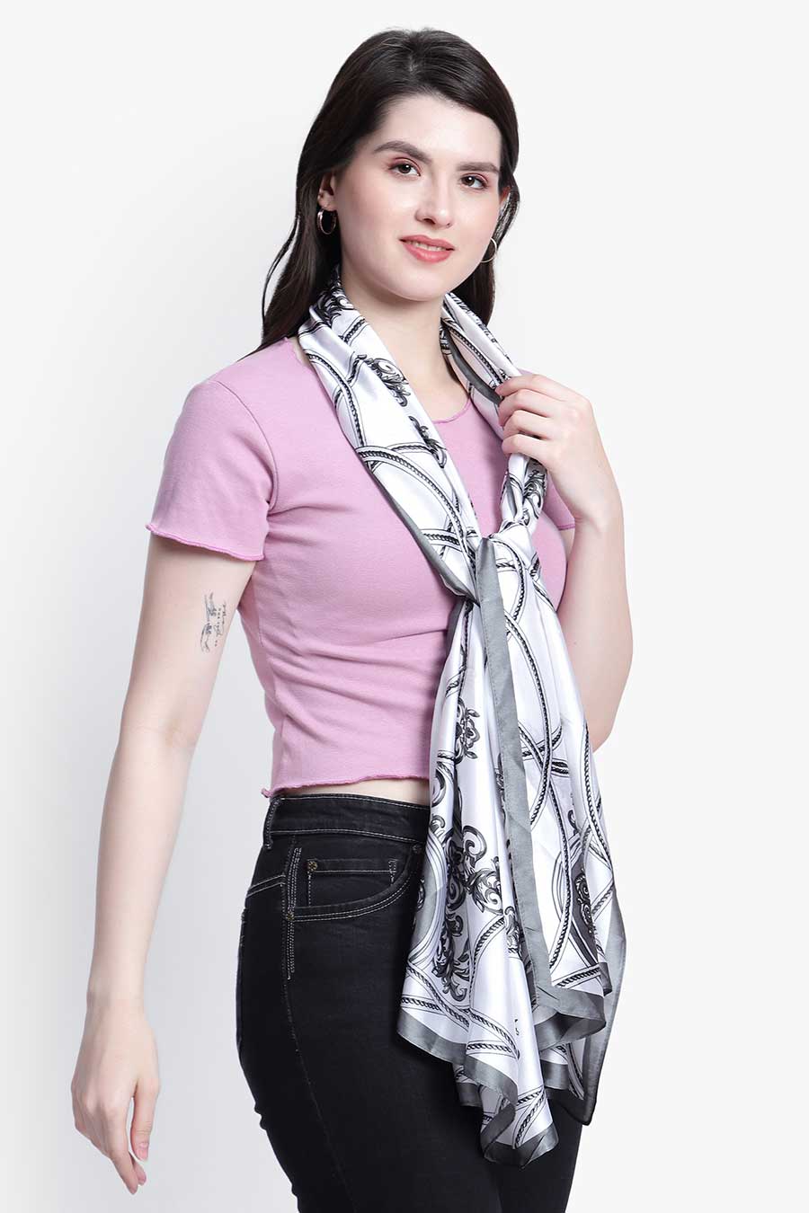 White Printed Scarf