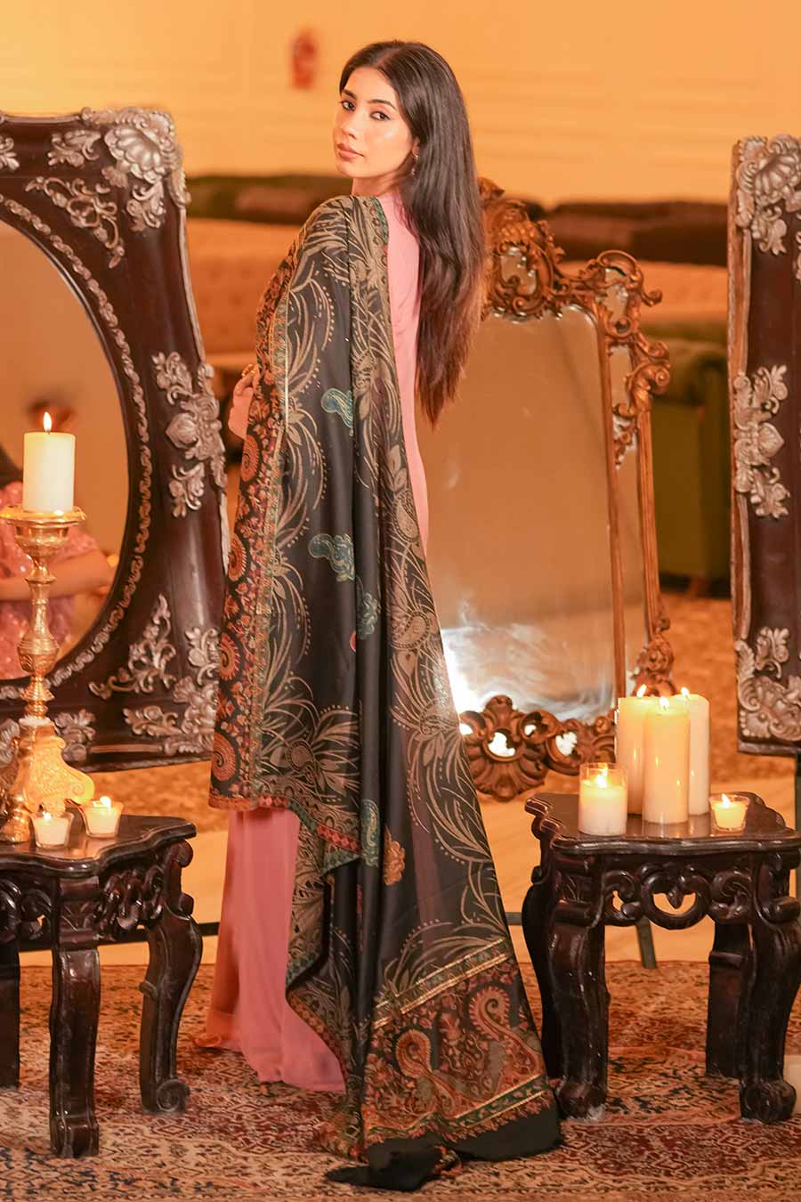 Black Paisley Fine Wool Shawl