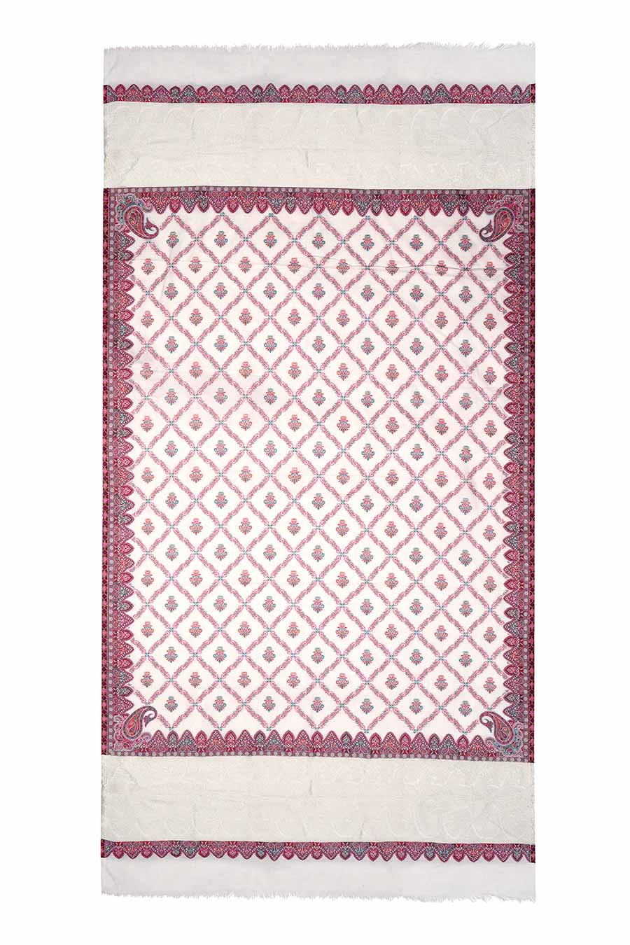 Cream Metallic Paisley Palla Faux Pashmina Shawl