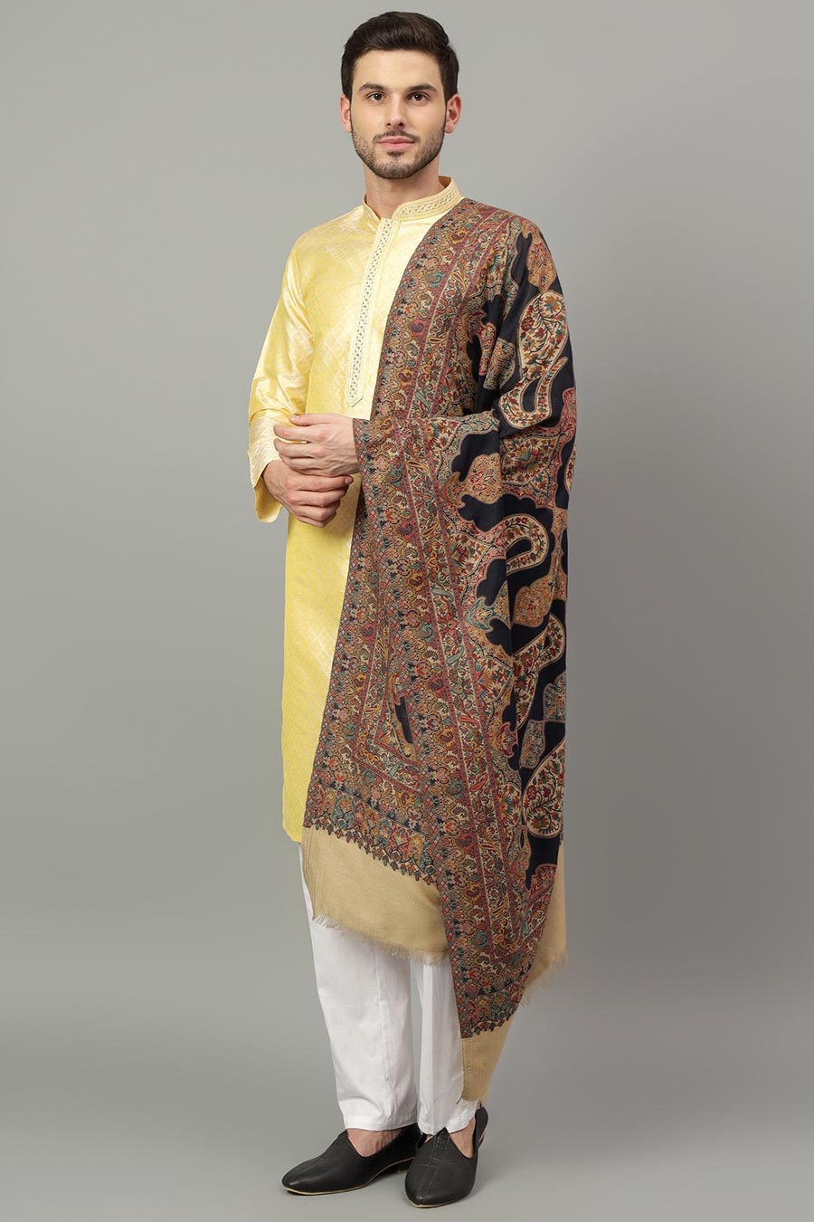 Blue Kani Paisley Faux Pashmina Shawl