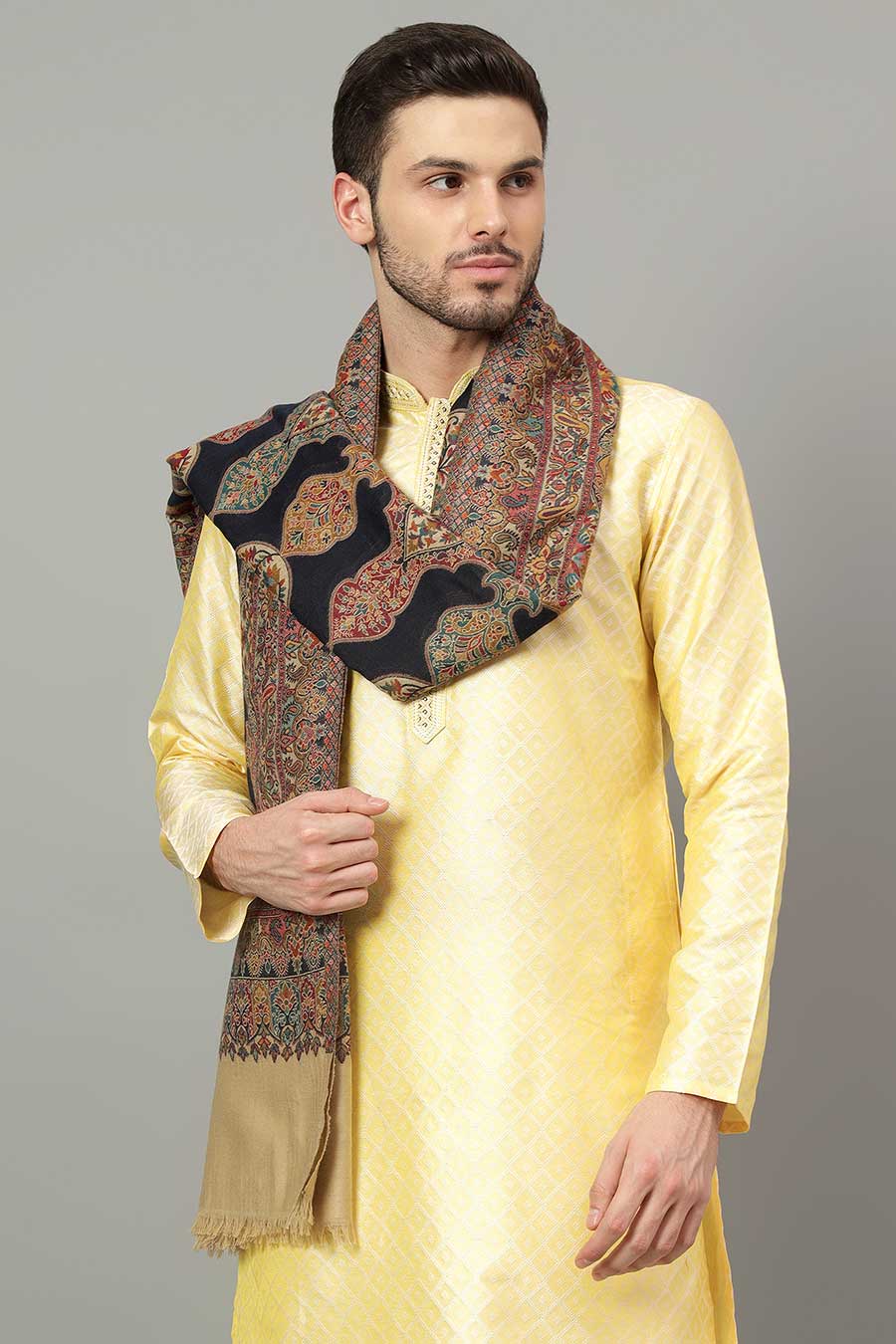 Blue Kani Paisley Faux Pashmina Shawl