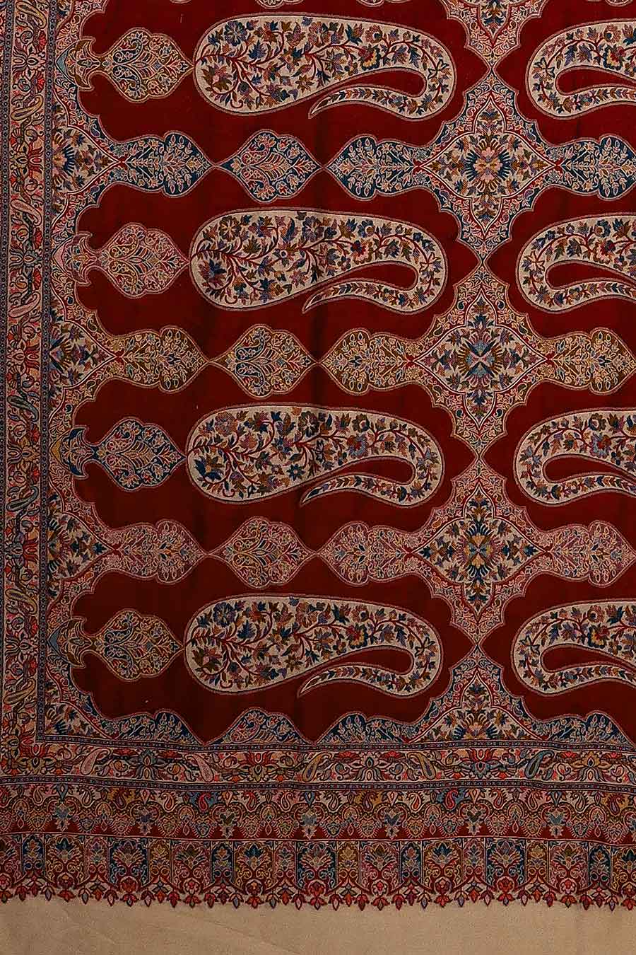 Maroon Kani Paisley Faux Pashmina Shawl