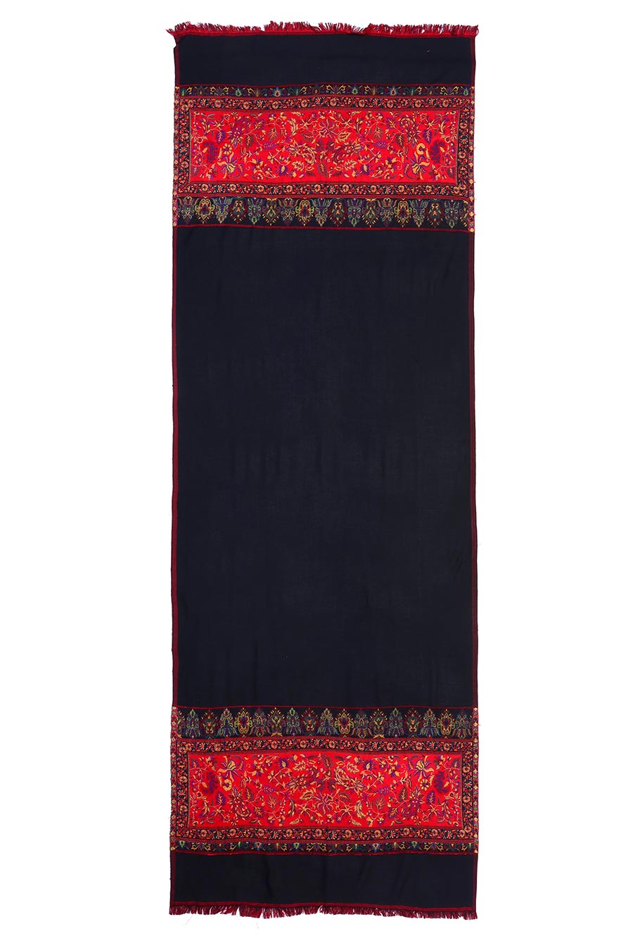 Black Contrast Border Fine Wool Stole