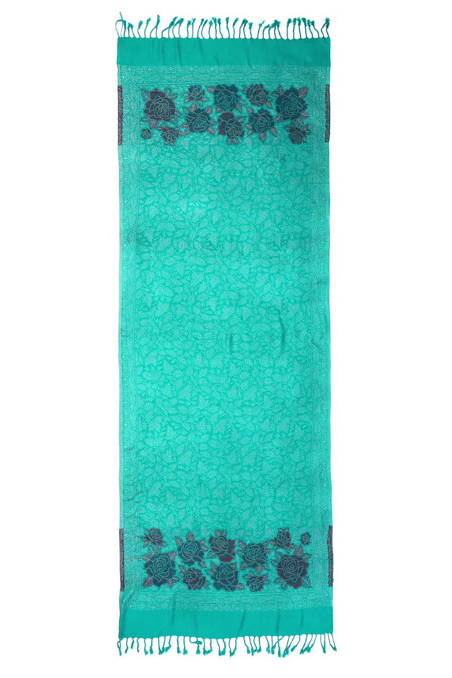 Green Ethnic Weave Fine Wool Stole