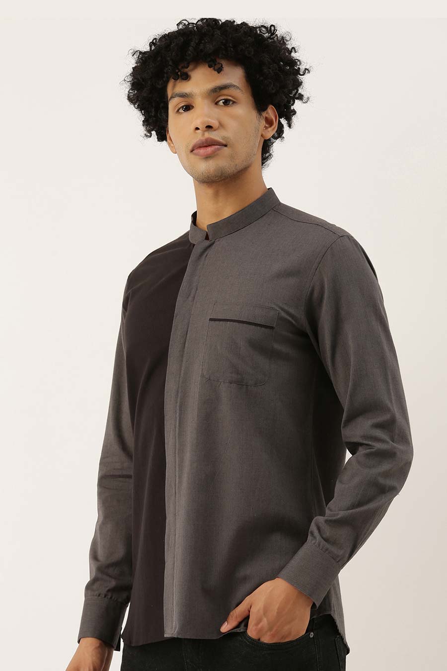 Black & Grey Half-N-Half Shirt