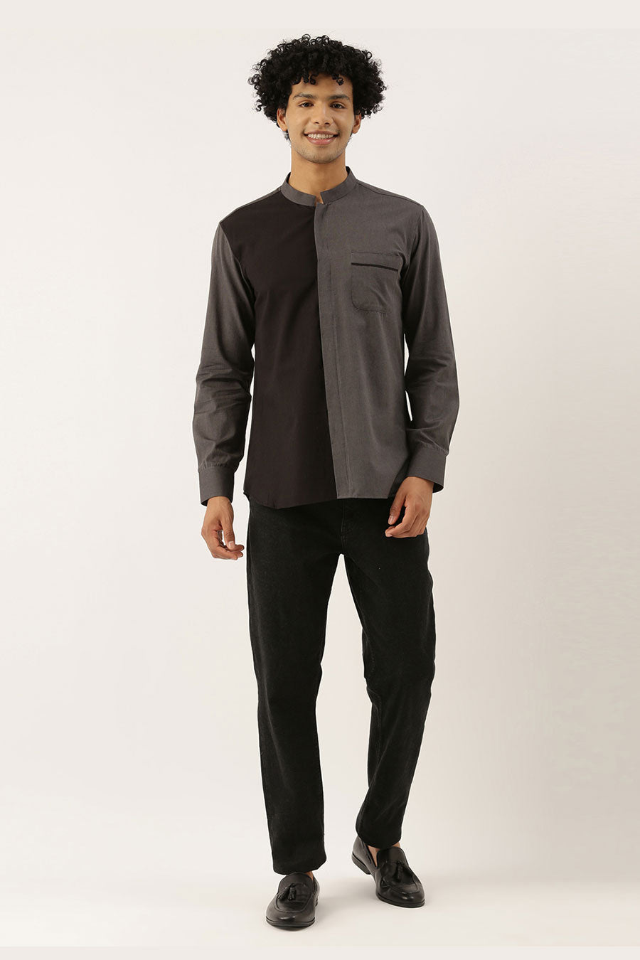 Black & Grey Half-N-Half Shirt