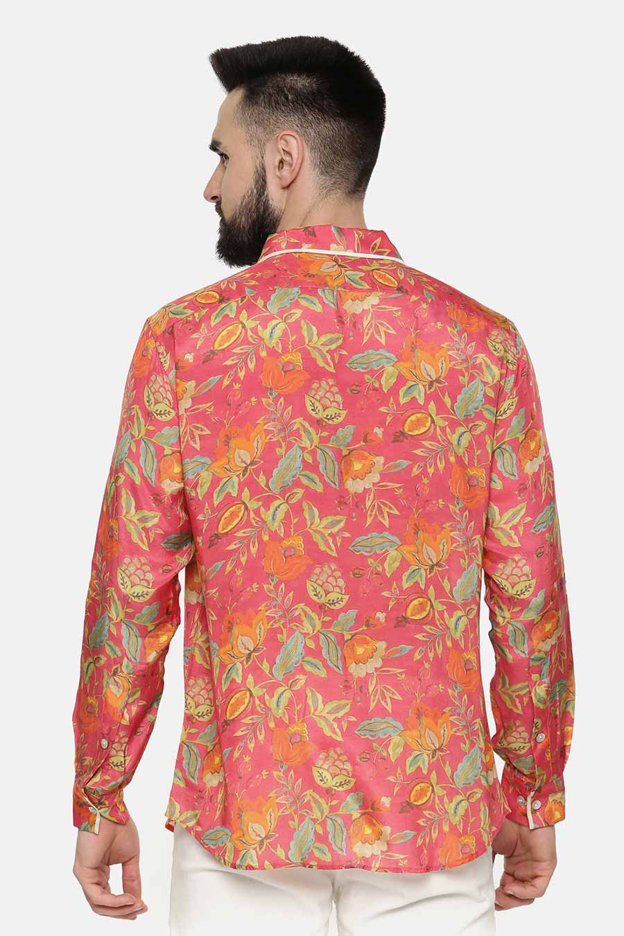 Pink Muslin Floral Print Shirt