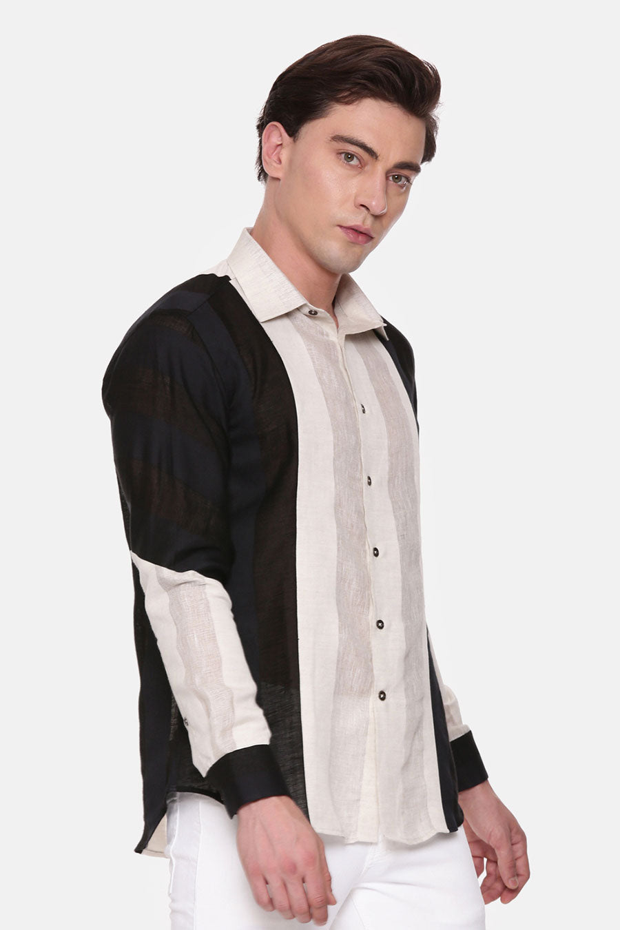 Multicolour Linen Panel Shirt