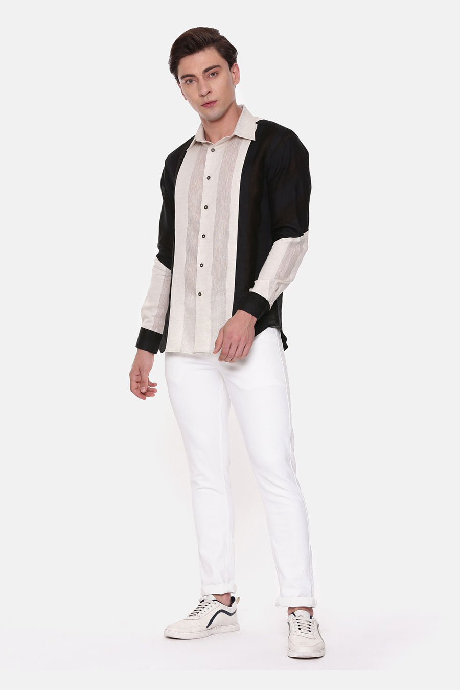 Multicolour Linen Panel Shirt