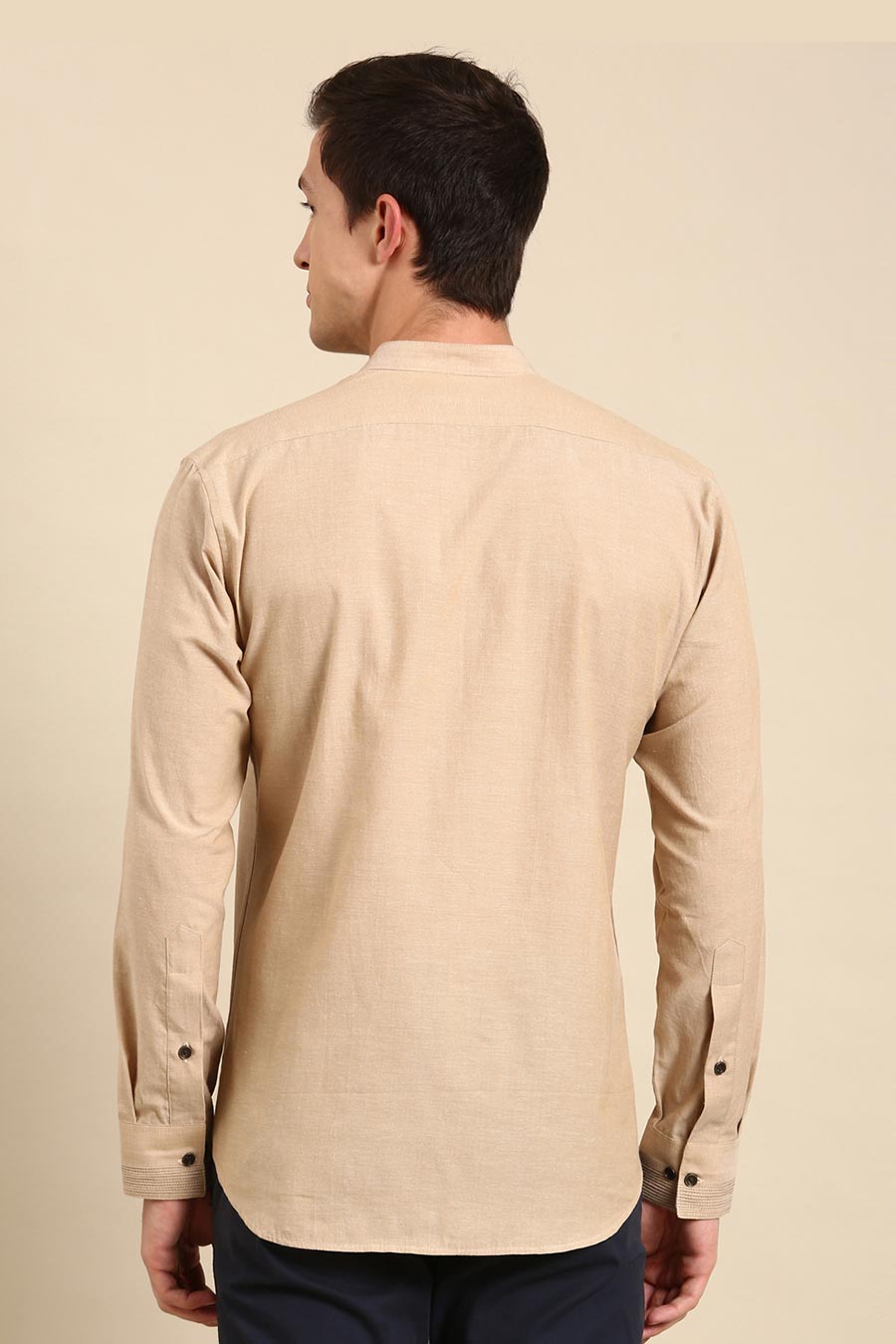 Beige Malai Cotton Pintuck Shirt
