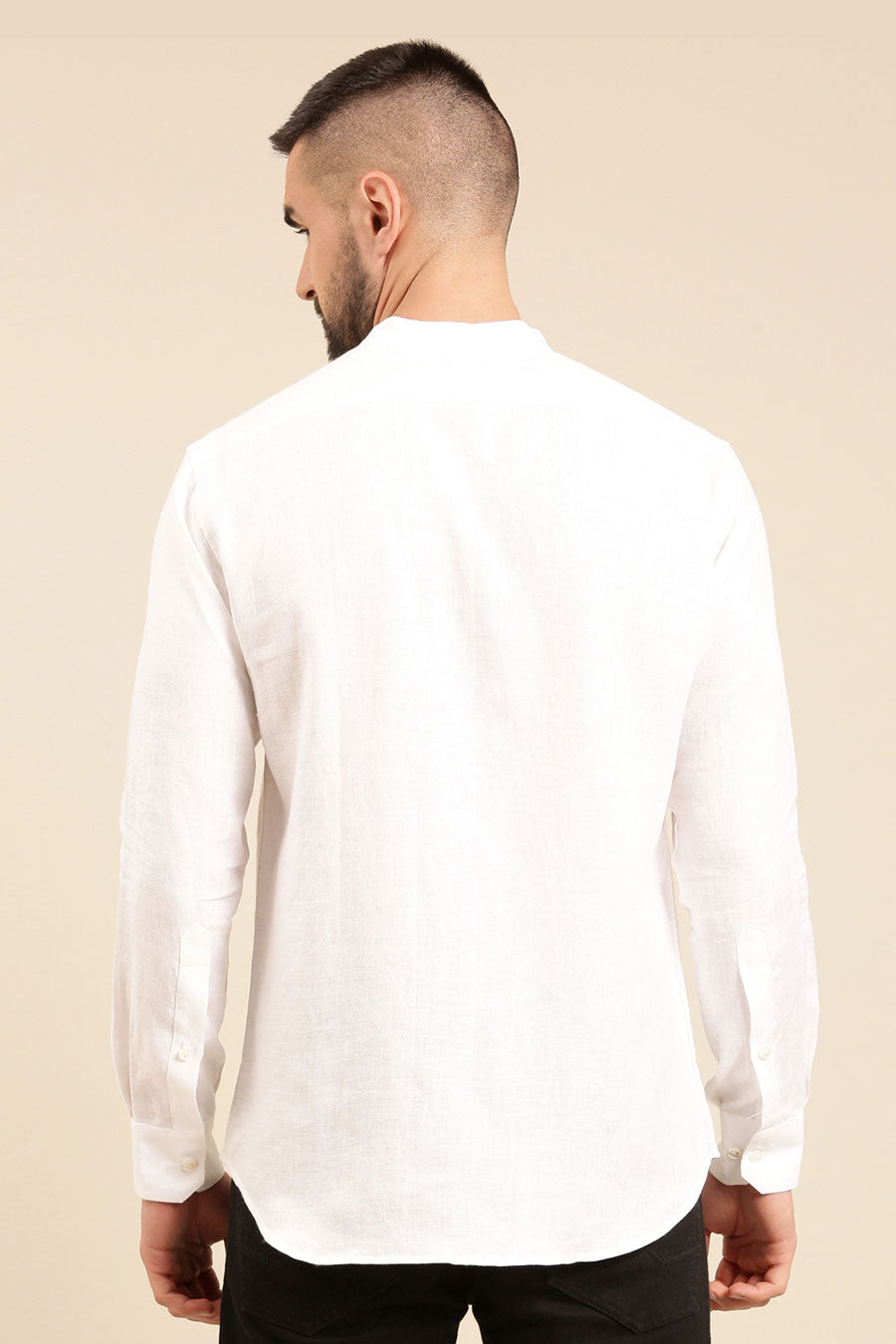 White Linen Yellow Panel Shirt