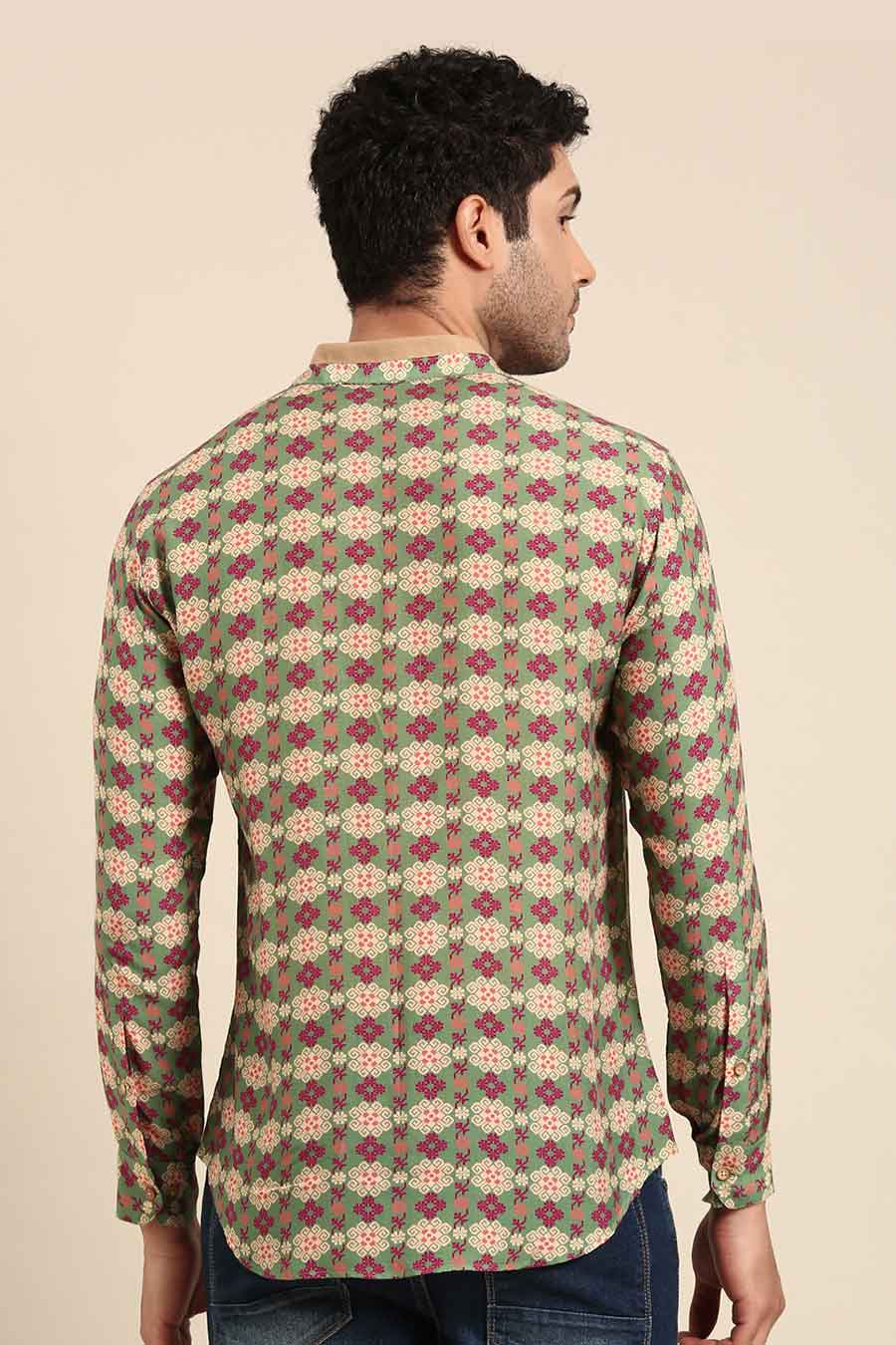 Beige Muslin Printed Shirt