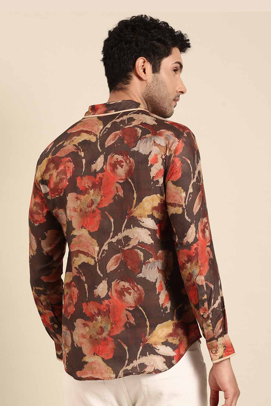 Brown Muslin Printed Shirt