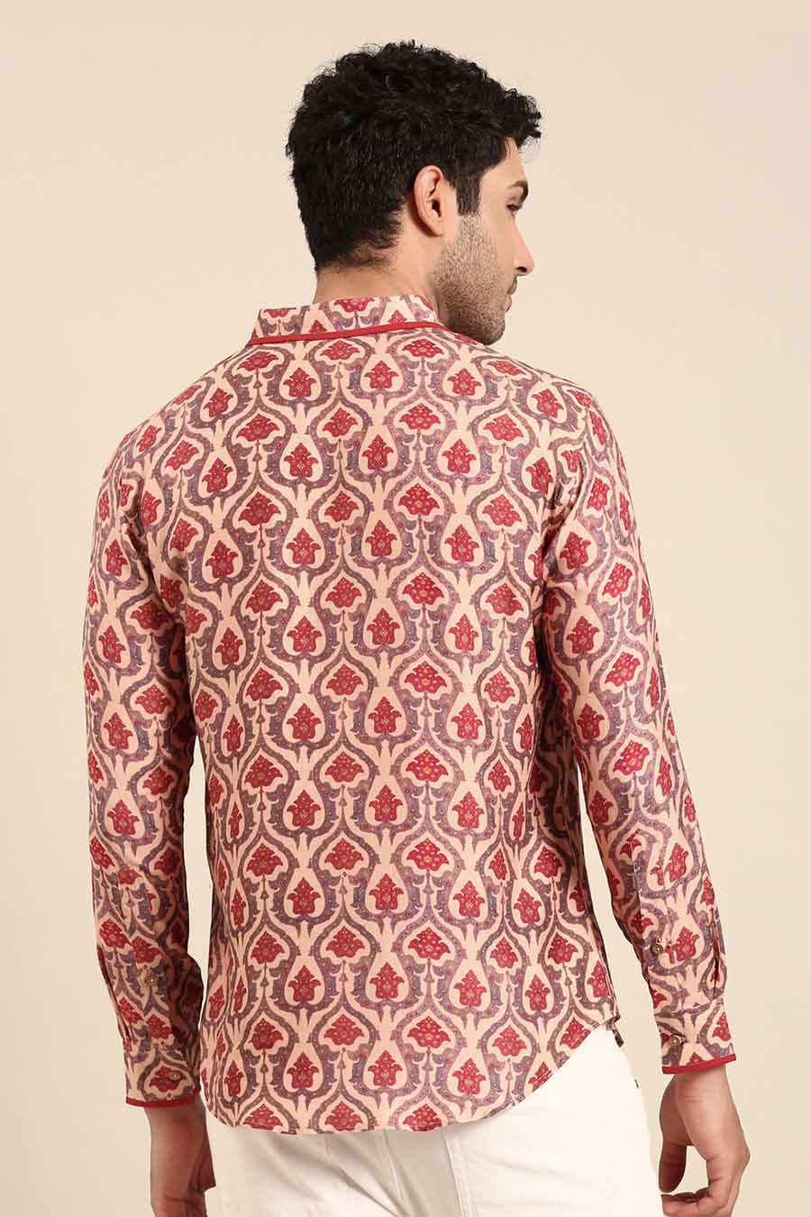 Peach Muslin Printed Shirt
