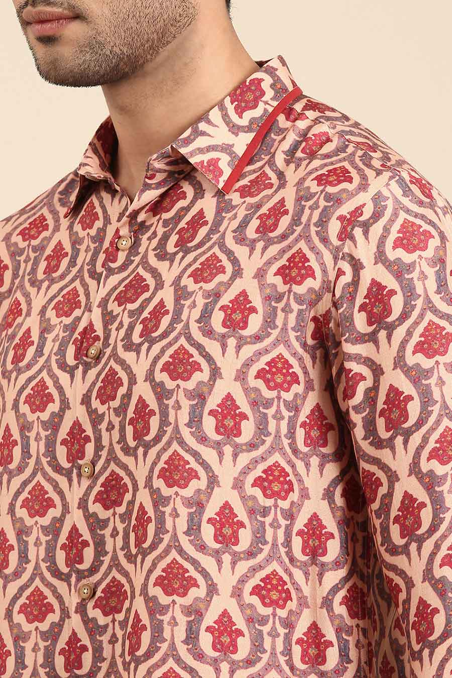 Peach Muslin Printed Shirt