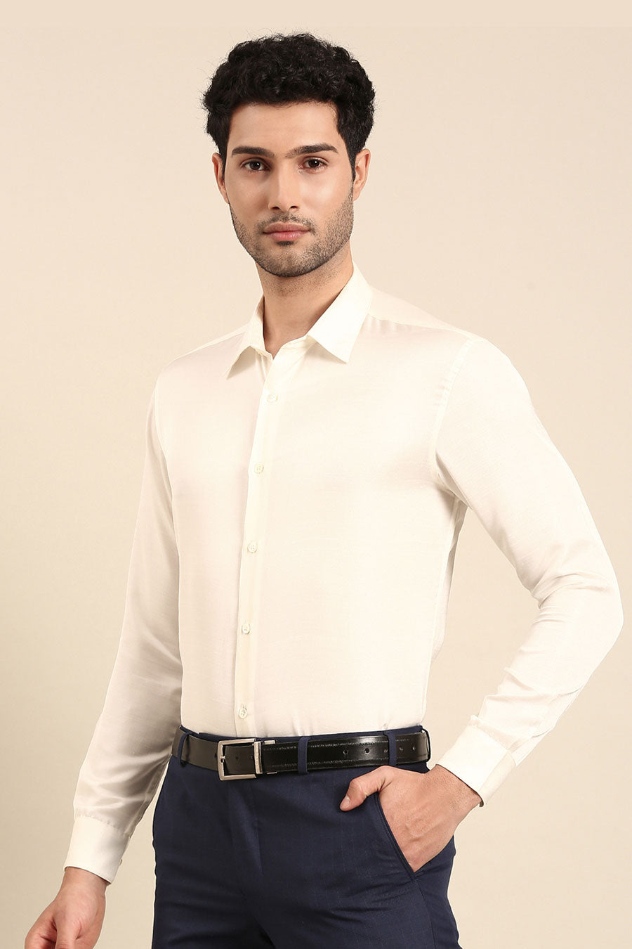 Ivory Malai Cotton Silk Formal Shirt