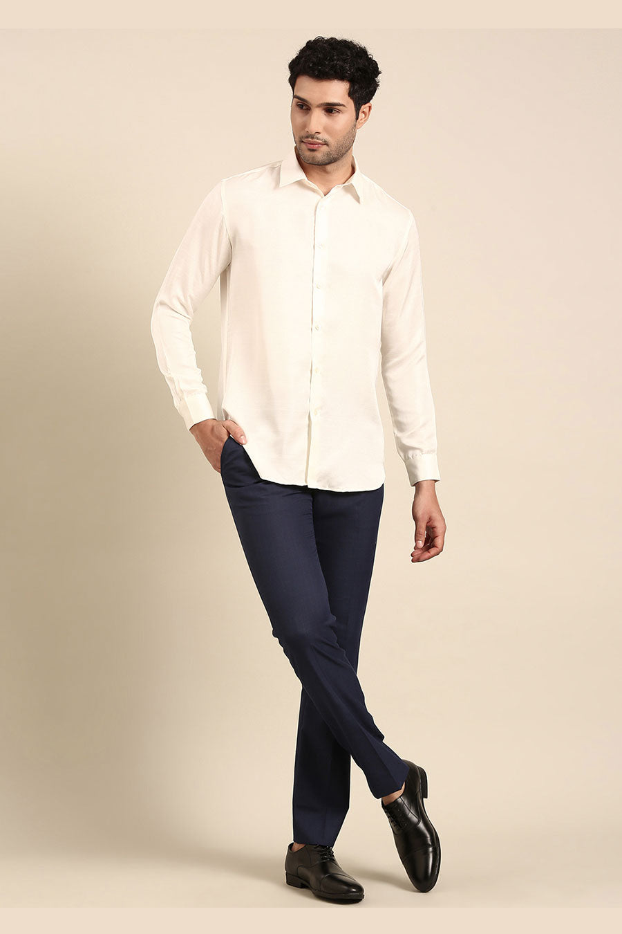Ivory Malai Cotton Silk Formal Shirt