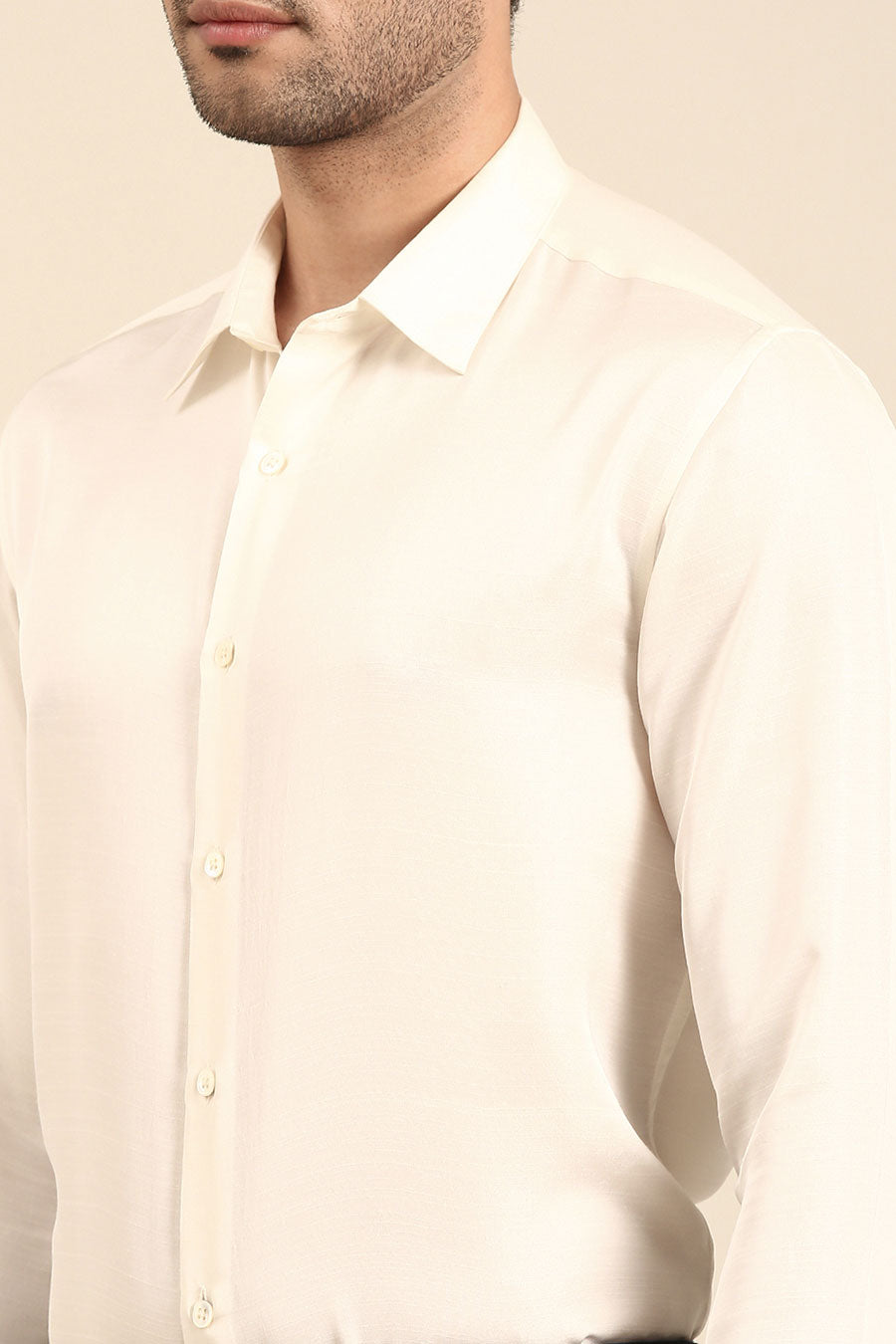 Ivory Malai Cotton Silk Formal Shirt