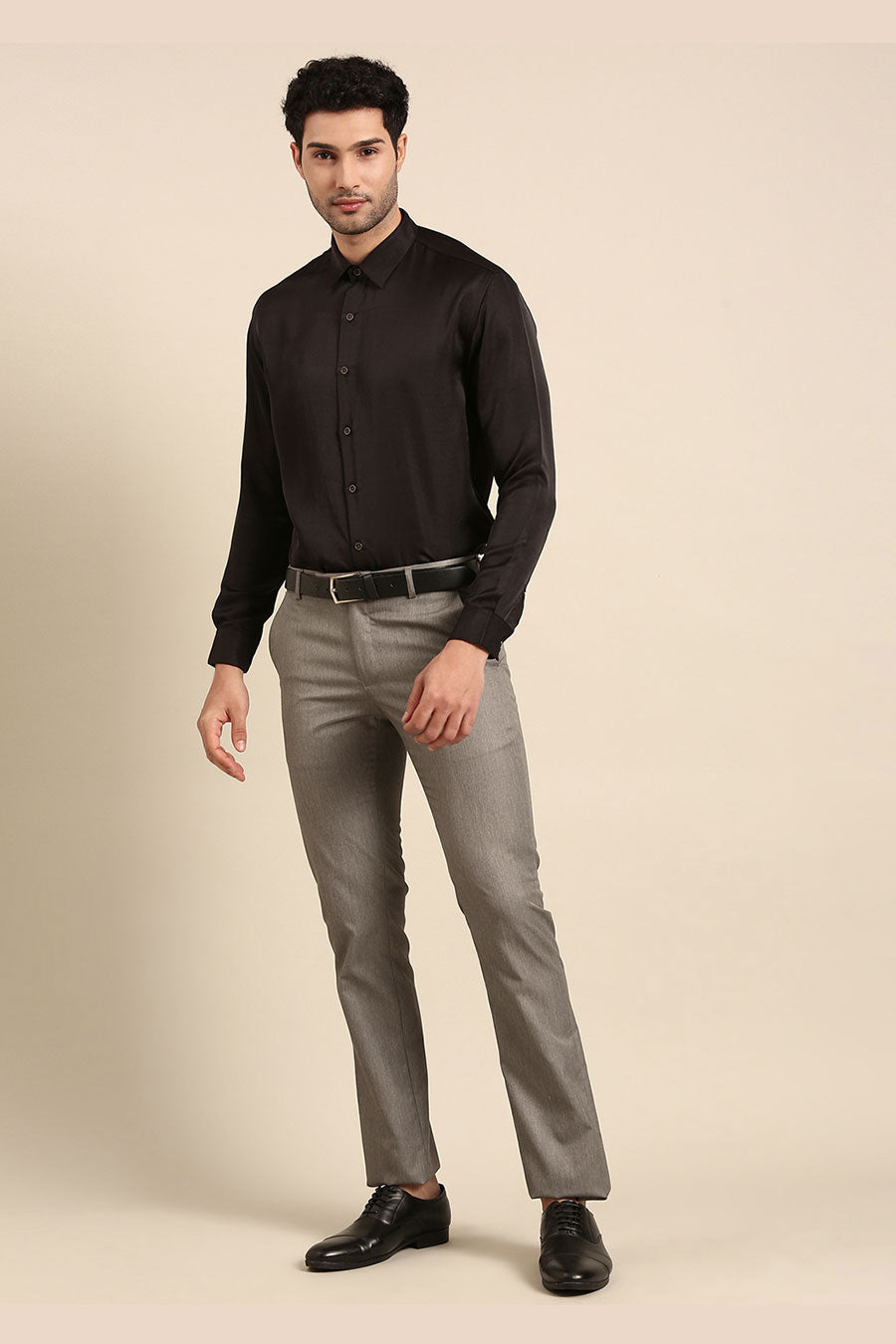 Black Malai Cotton Silk Formal Shirt