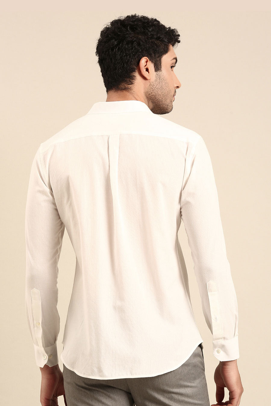 White Malai Cotton Embroidered Placket Shirt