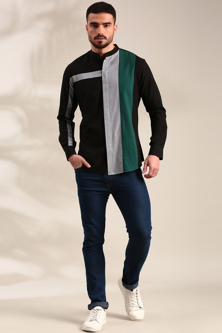 Black Panelled Shirt