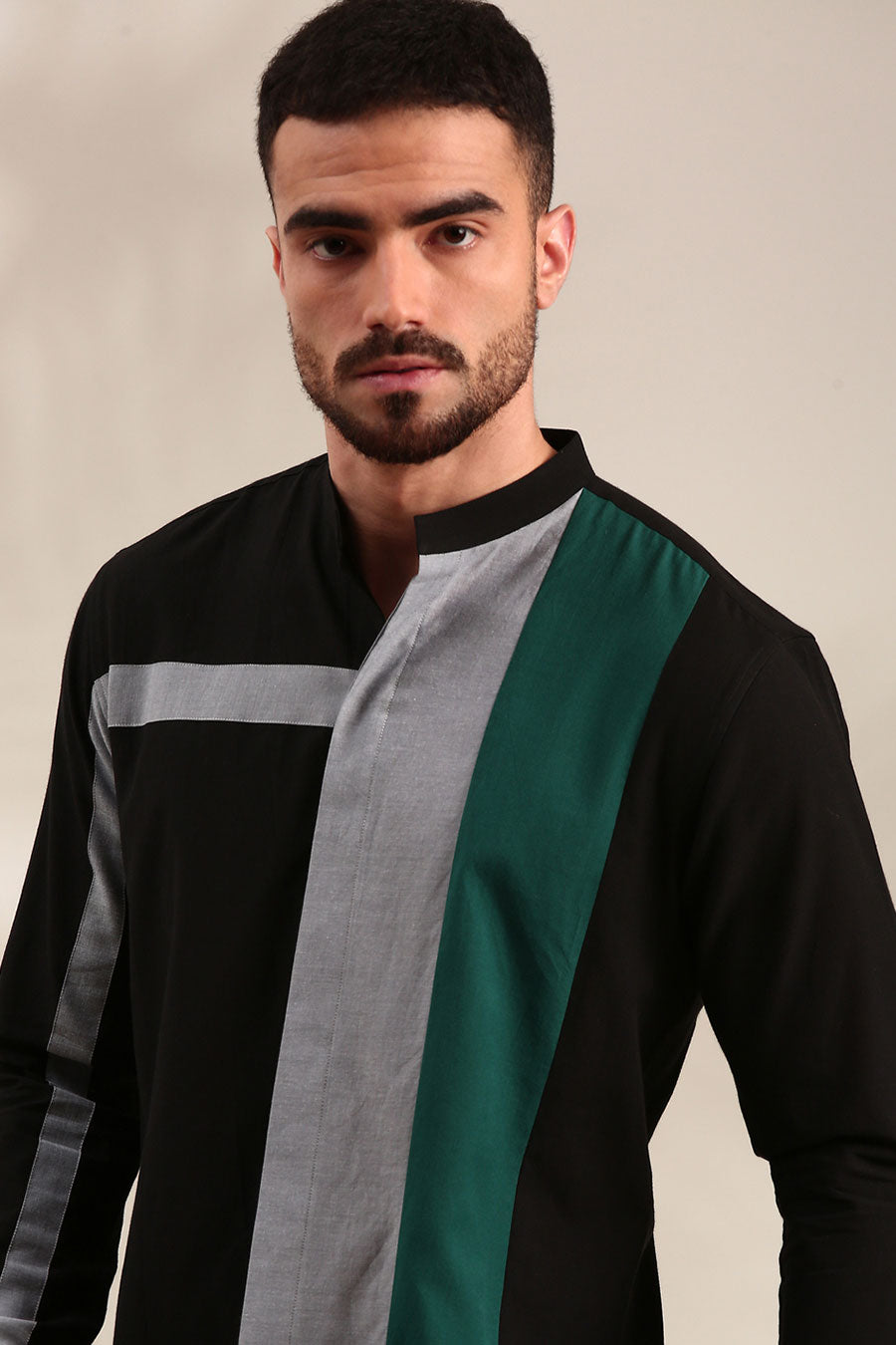 Black Panelled Shirt