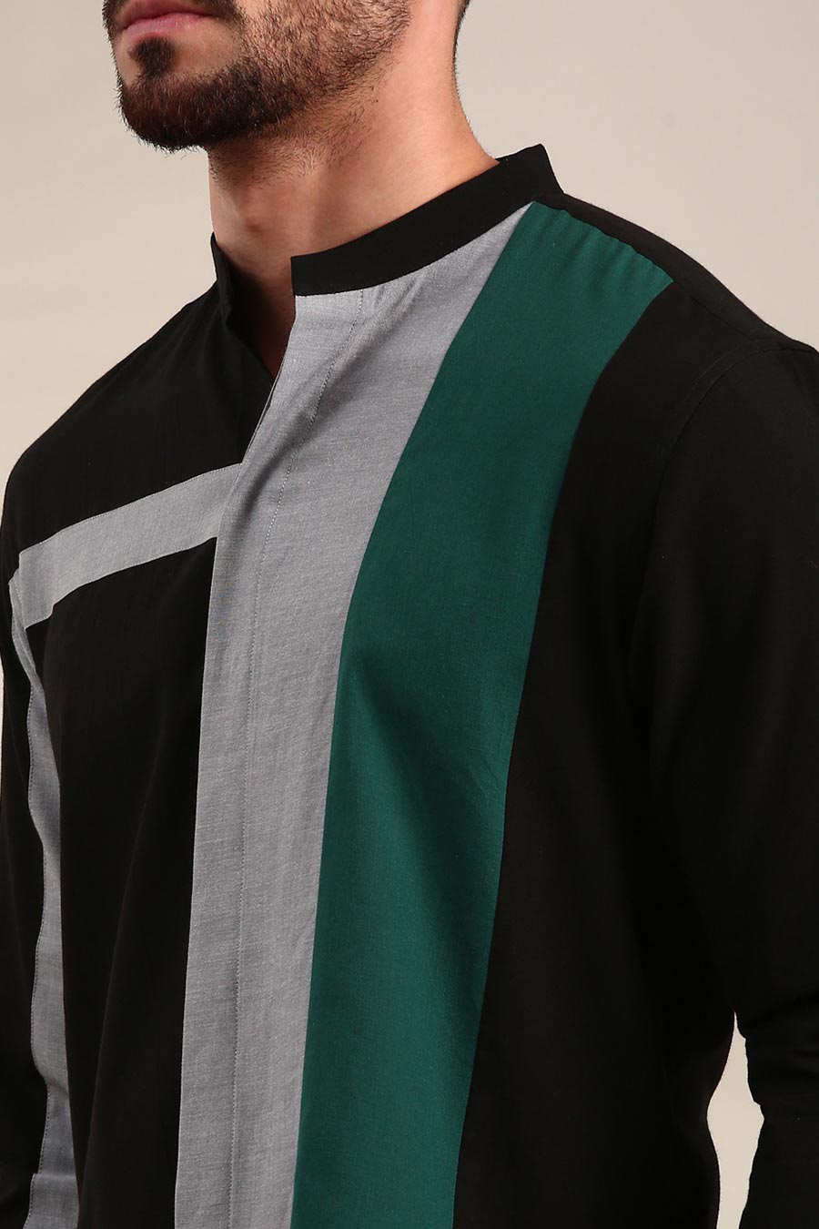 Black Panelled Shirt