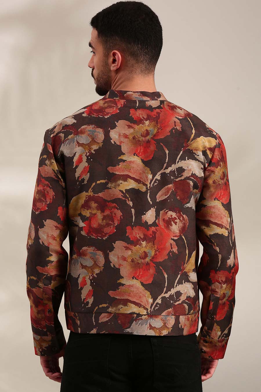 Brown Printed Bomber Jacket