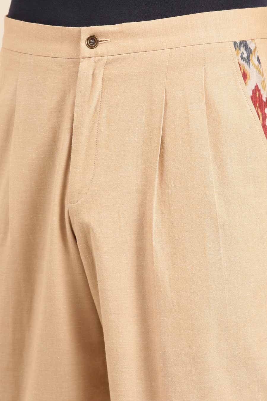 Wine Blazer & Beige Pant Set