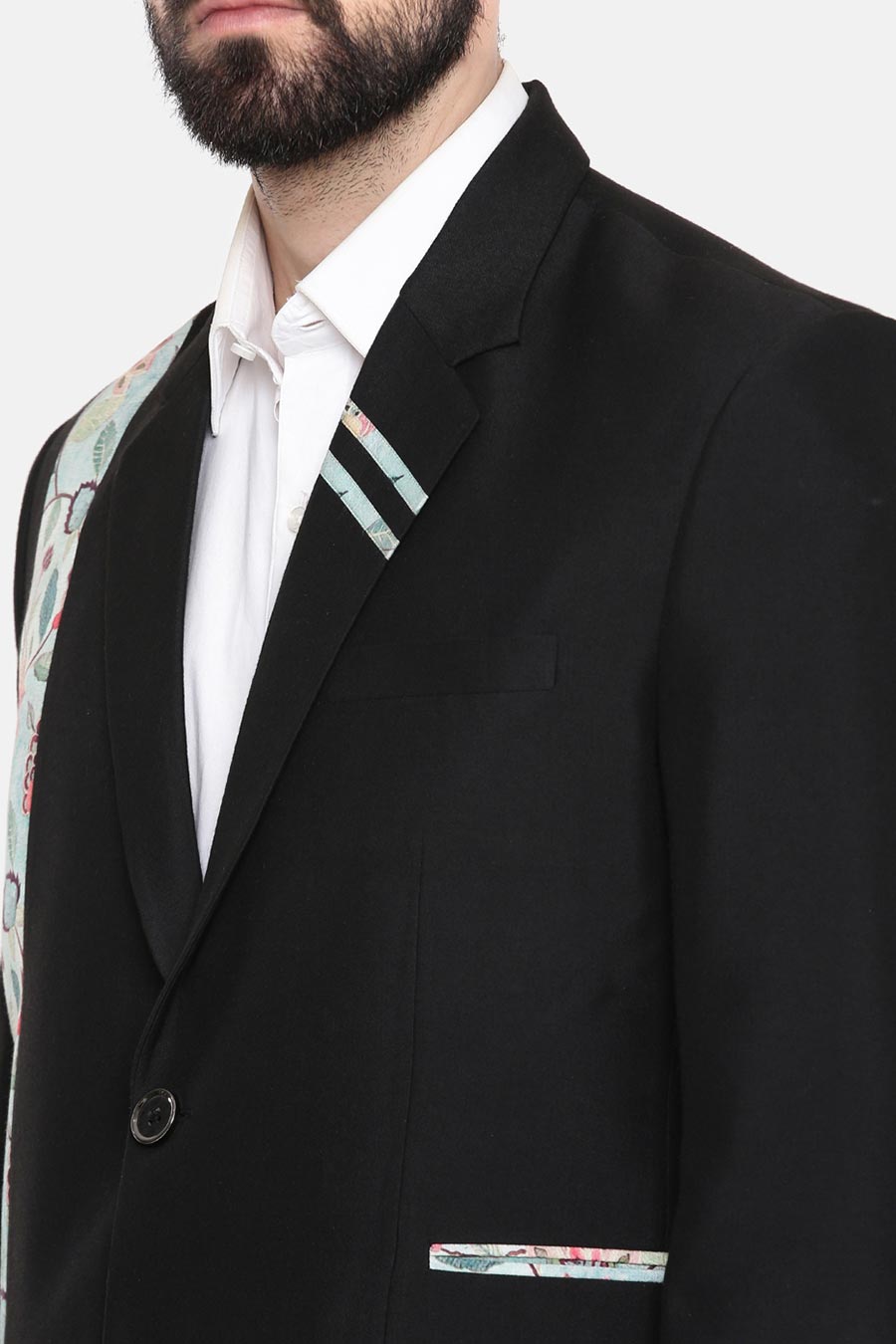 Black Printed Panel Blazer