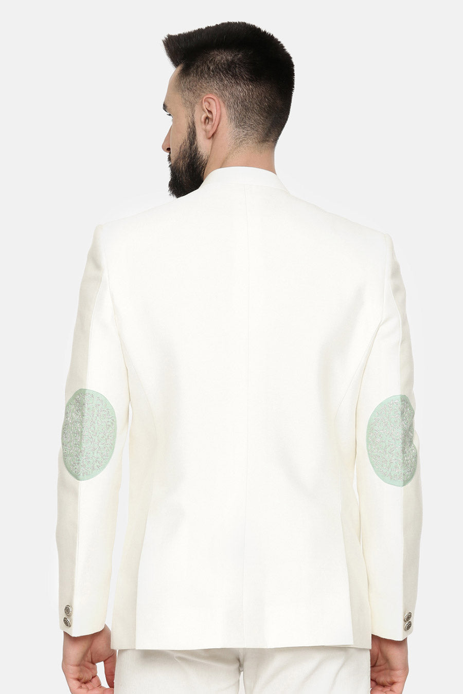 Ivory Green Embroidered Bandhgala