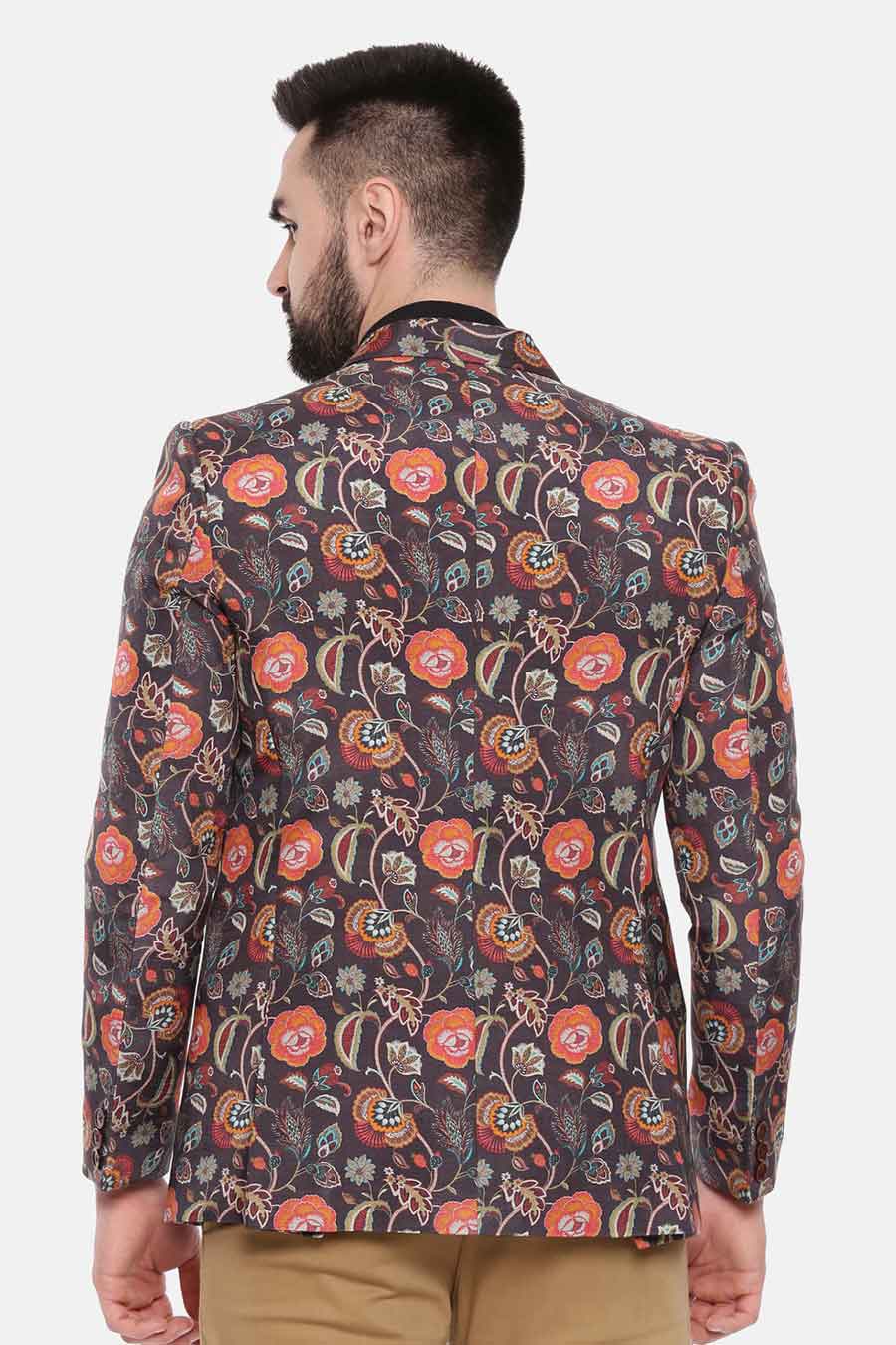 Brown Printed Blazer