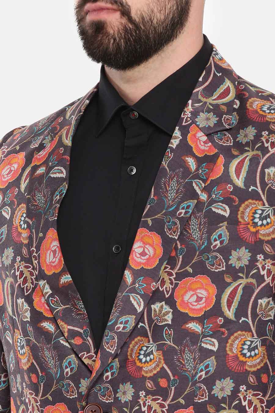 Brown Printed Blazer