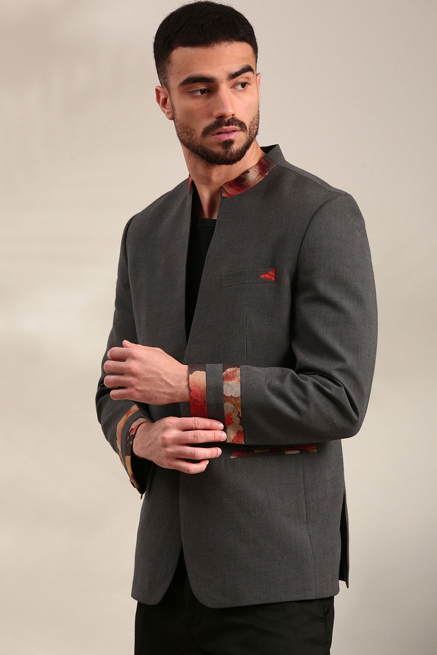 Charcoal Grey Cotton Blazer