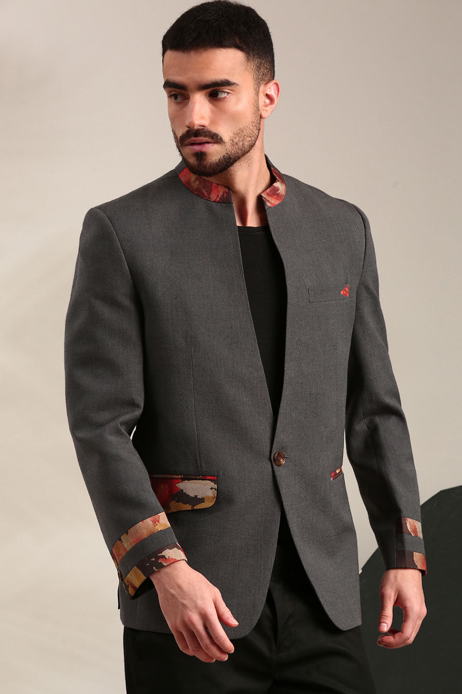 Charcoal Grey Cotton Blazer