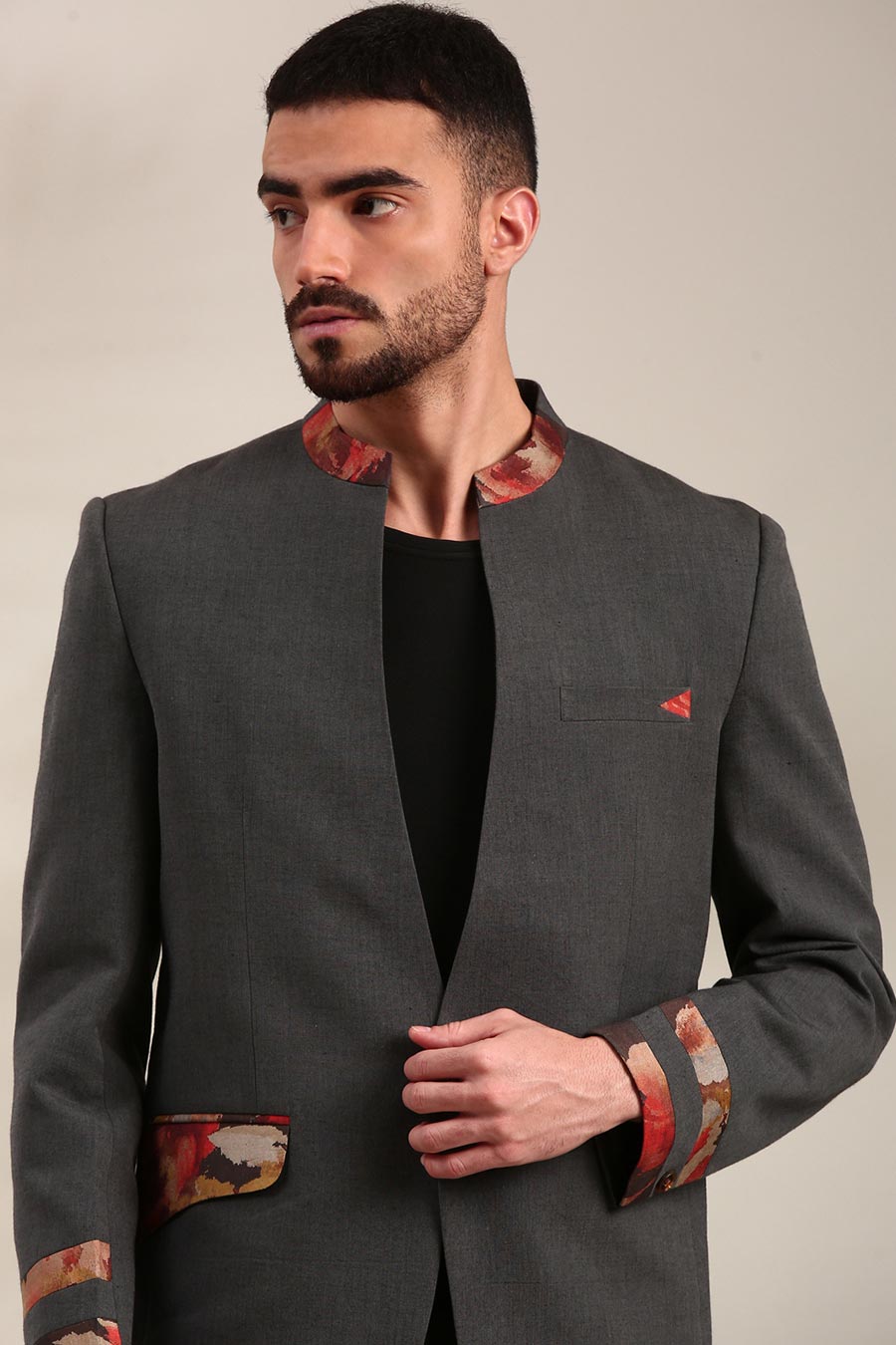 Charcoal Grey Cotton Blazer