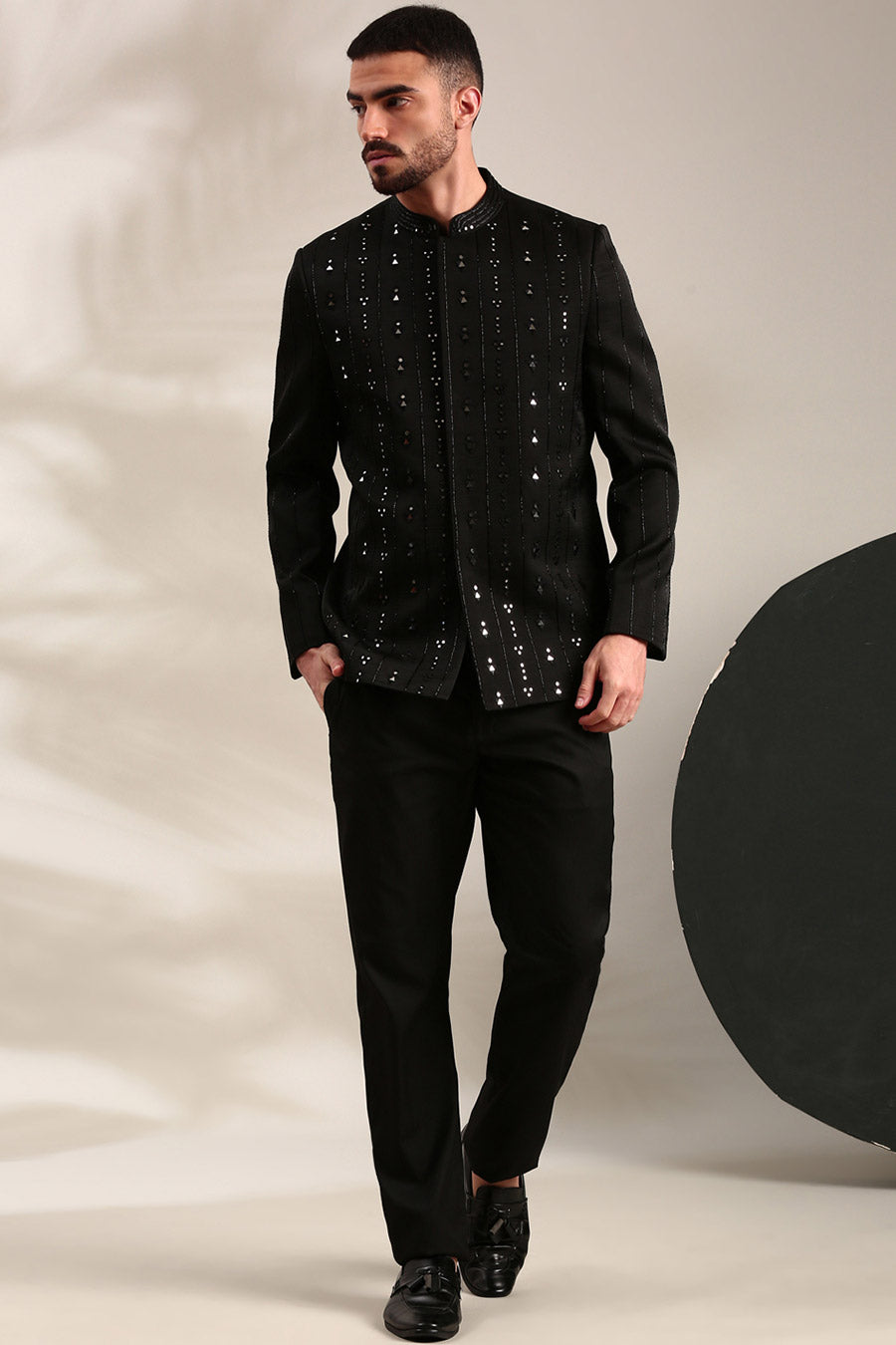 Black Embroidered Bandhgala