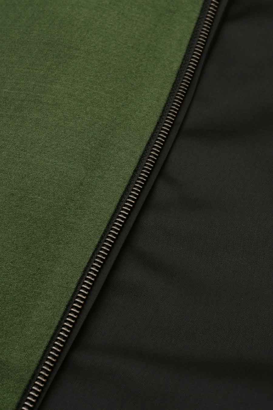 Green Cotton Silk Zipper Bandhgala