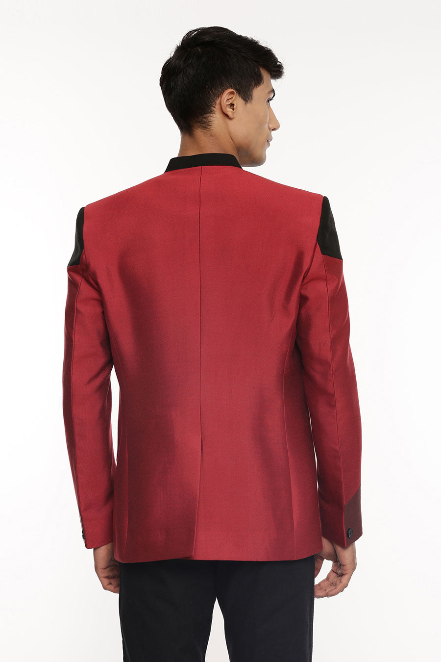 Black, Red & Brown Tri-Color Bandhgala