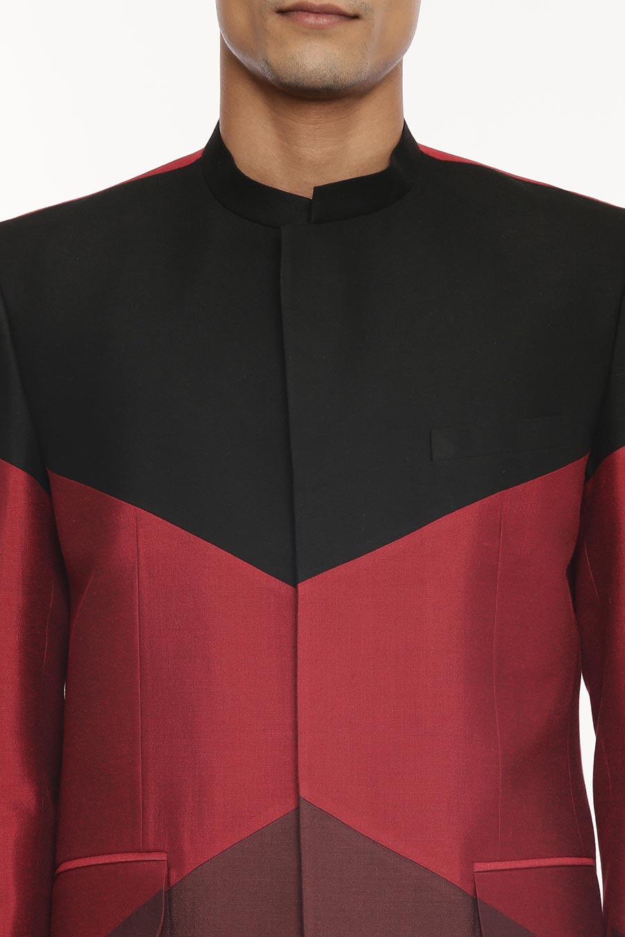 Black, Red & Brown Tri-Color Bandhgala