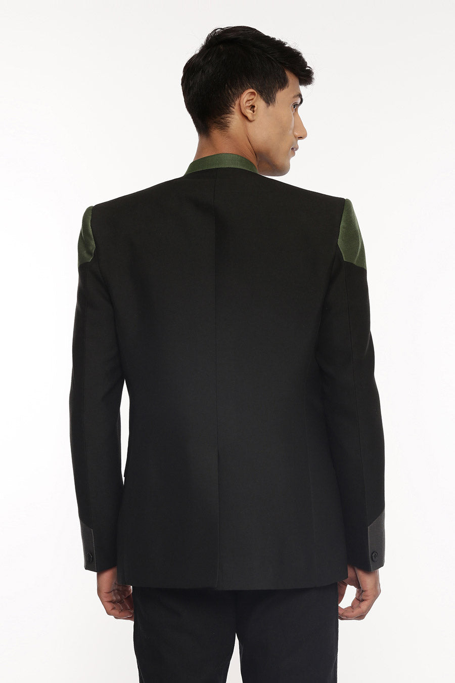Black, Green & Grey Tri-Color Bandhgala