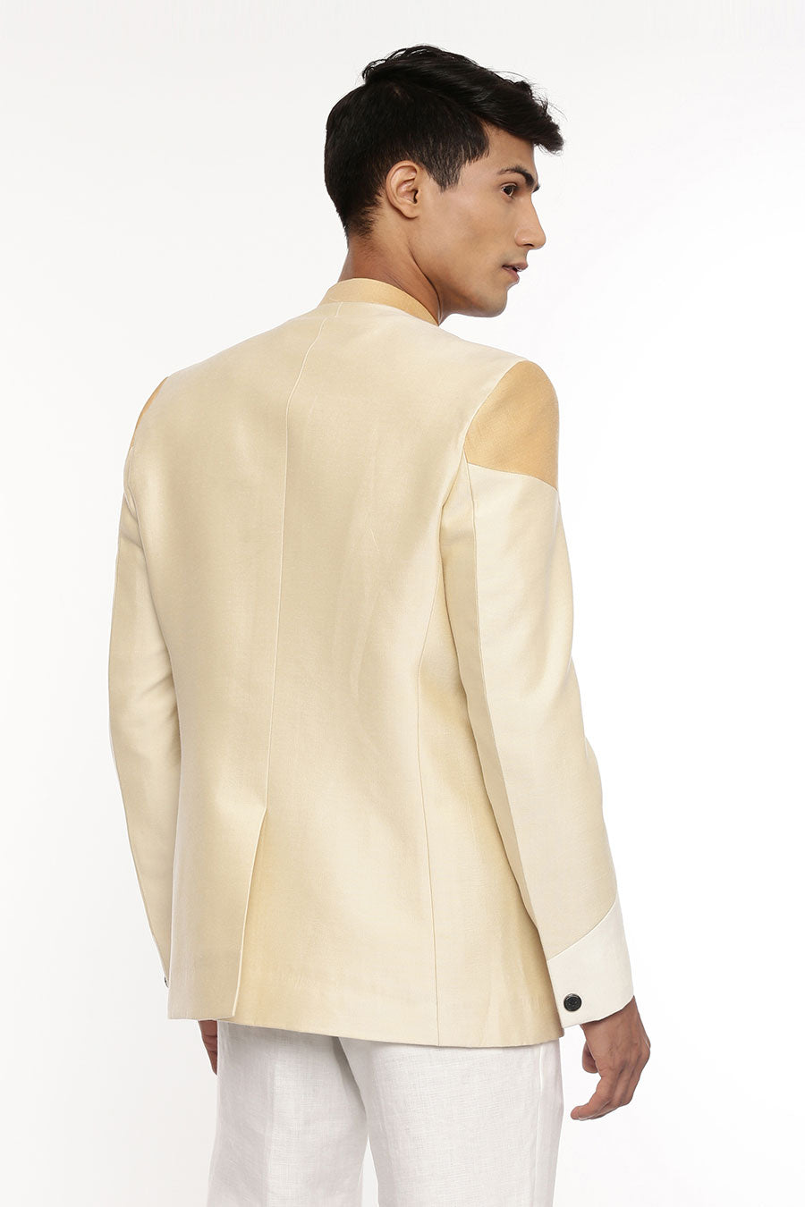Gold, Beige & White Tri-Color Bandhgala