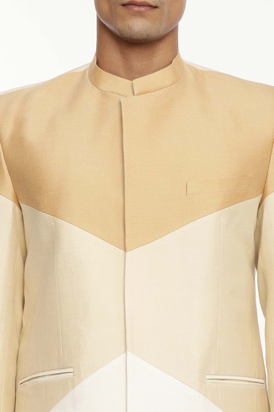Gold, Beige & White Tri-Color Bandhgala