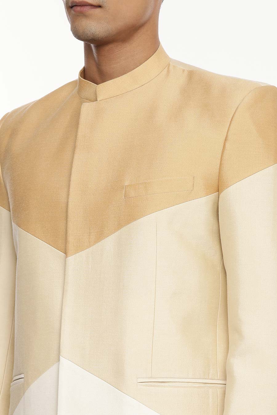 Gold, Beige & White Tri-Color Bandhgala