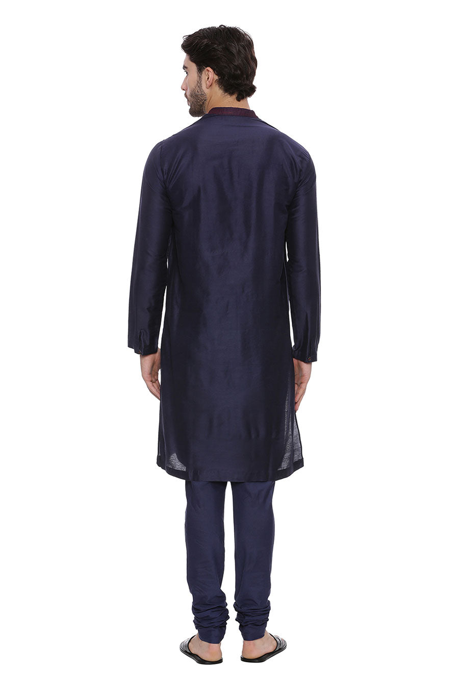 Navy Blue Stitch-Detailed Kurta Set